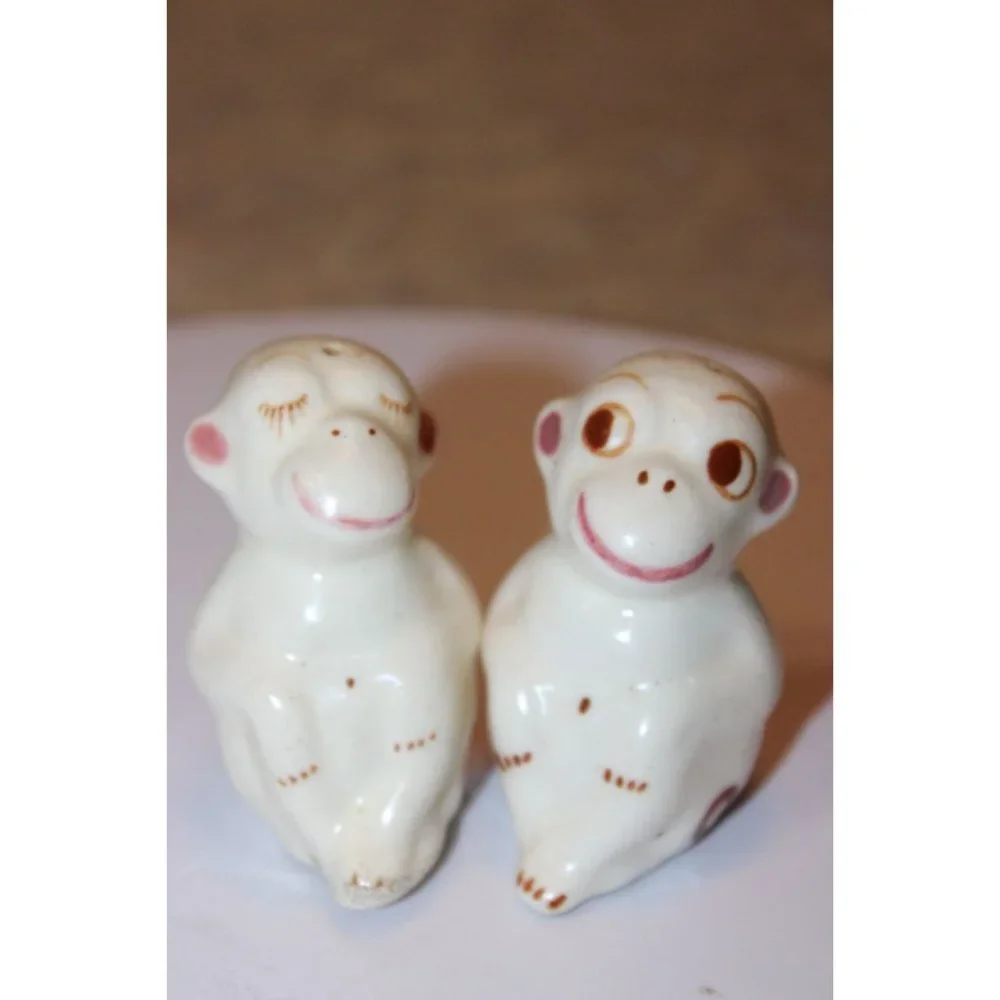 Salt & Pepper Shakers - Vintage China Monkeys